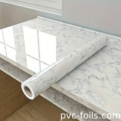 オイル・プルーフ ホワイト・マーブル セルフ・アデシブ PVC 装飾フィルム 家庭装飾用 DIY 簡単なステッカー